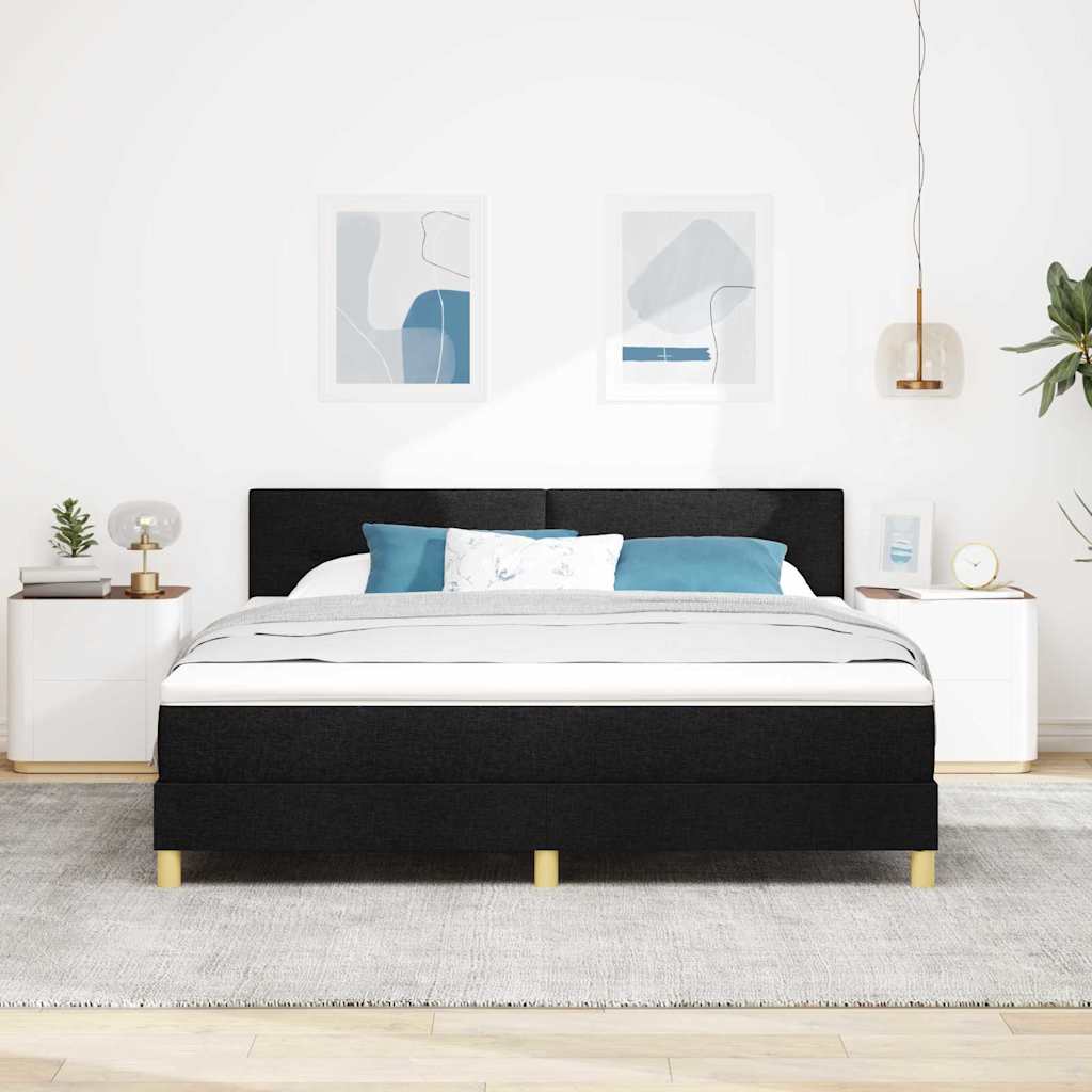 Krevet s opruga kutije s jastukom Crna 180 x 200 cm tkanina