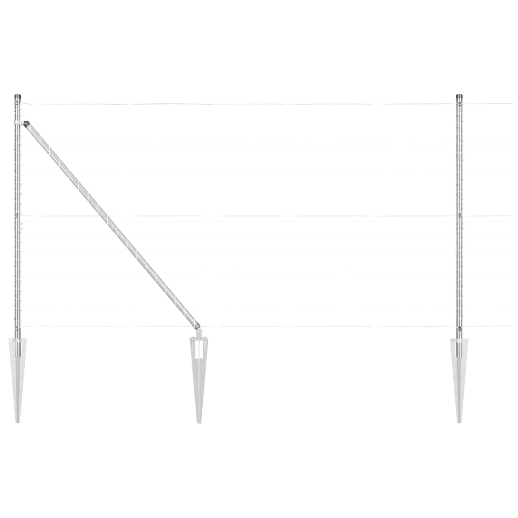Stabić za ogradu s tlo 26 kom. Srebrna Čelik s prahom premazan