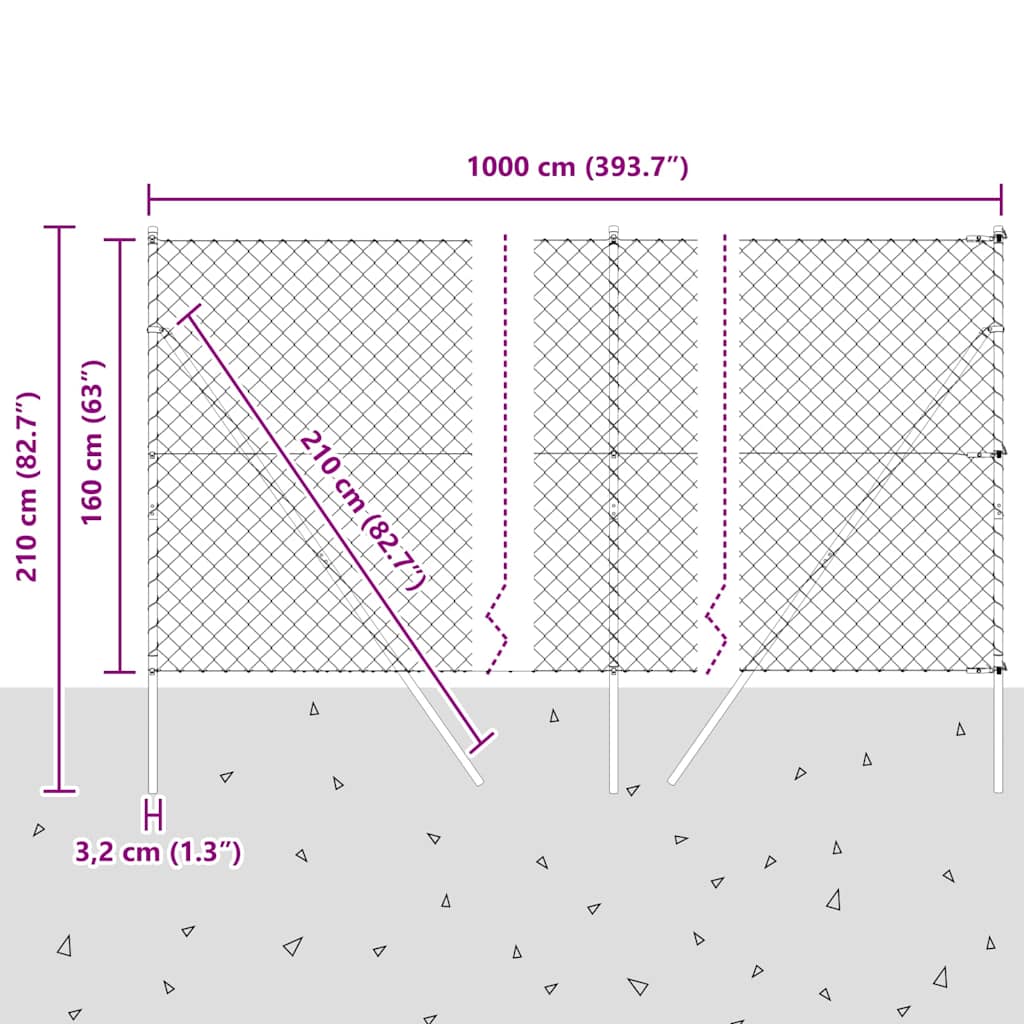Temeljna zavarena žičana ograda 10 x 1,6 m Zelena Mreža