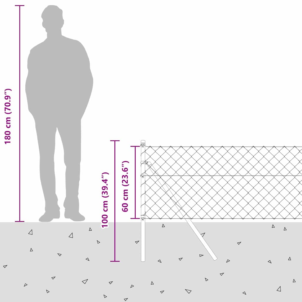 Temeljna zavarena žičana ograda 10 x 0,6 m Siva Mreža