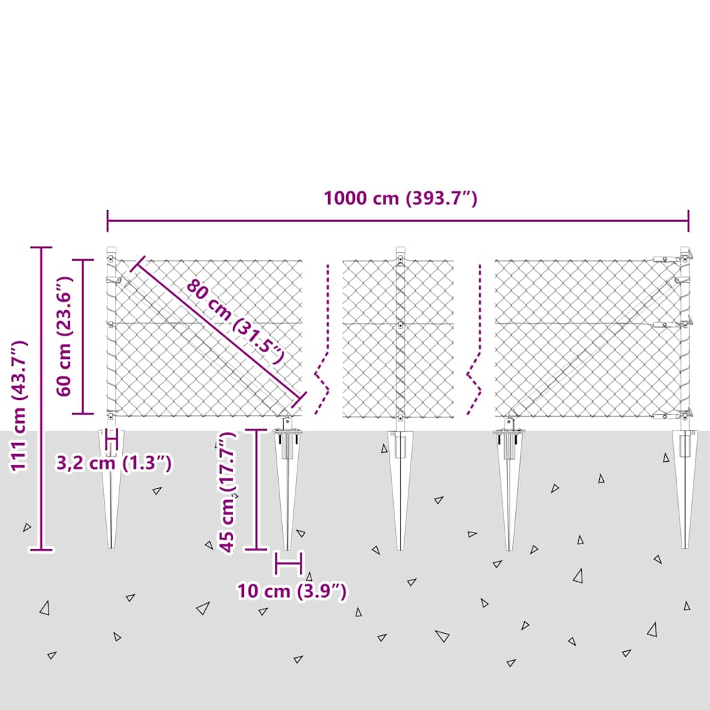 Zavareno žičano ograđivanje s bodljama 10 x 0,6 m Srebrna Mreža