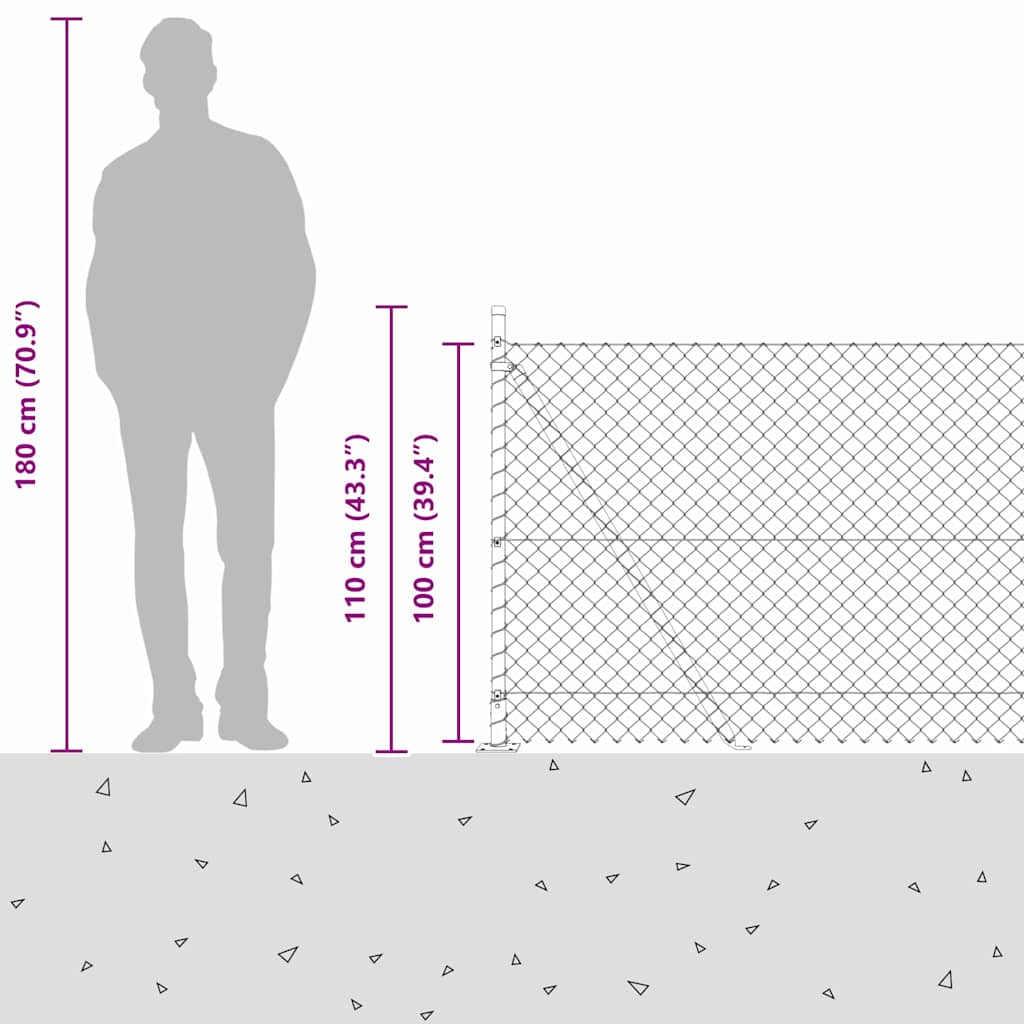 Zavareno žičano ogradno mreža s betonskom podlogom 10 x 1 m