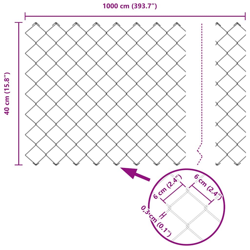 Zavareno žičano ogradno mreža s betonskom podlogom 10 x 0,4 m