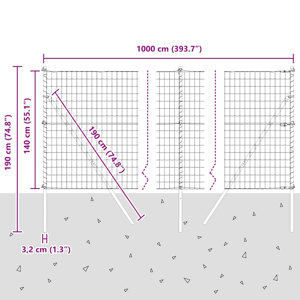 Temeljna zavarena žičana ograda 10 x 1,4 m (Š x V)