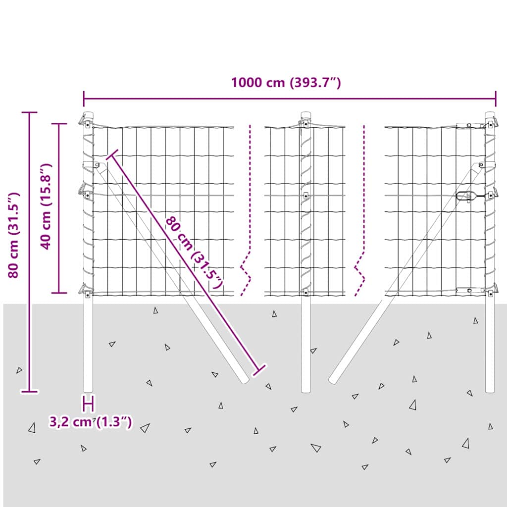 Temeljna zavarena žičana ograda 10 x 0,4 m (Š x V)