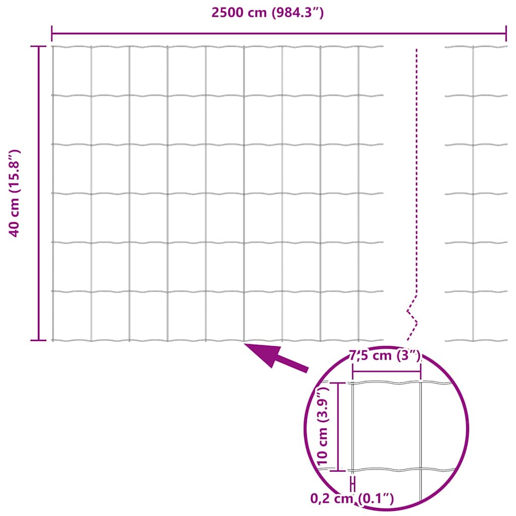 Temeljna zavarena žičana ograda 25 x 0,4 m (Š x V)