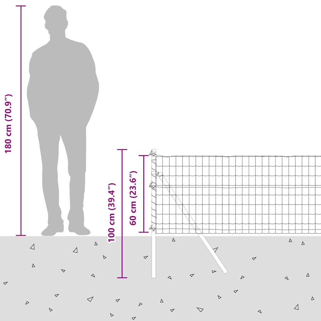Temeljna zavarena žičana ograda 50 x 0,6 m (Š x V)