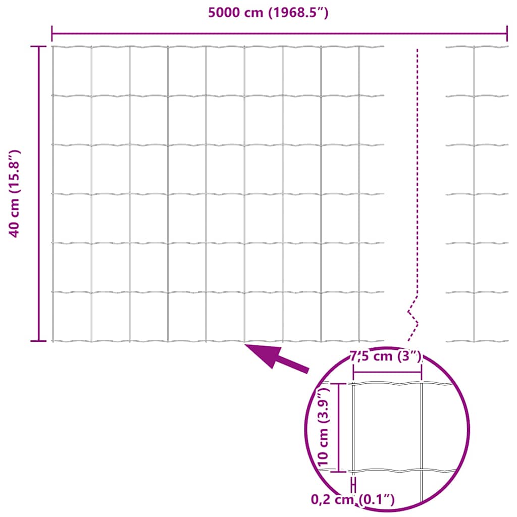 Temeljna zavarena žičana ograda 50 x 0,4 m (Š x V)