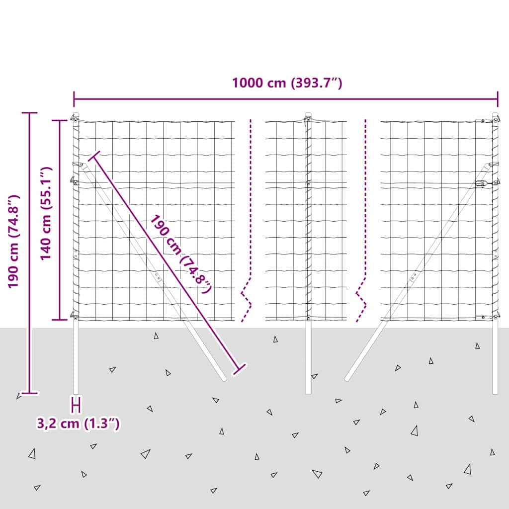Temeljna zavarena žičana ograda 10 x 1,4 m (Š x V)