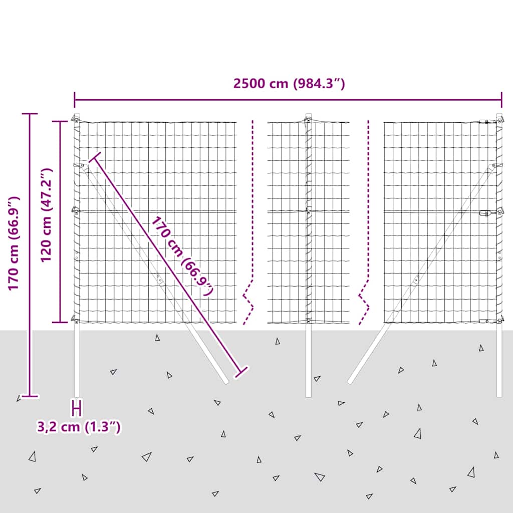 Temeljna zavarena žičana ograda 25 x 1,2 m (Š x V)