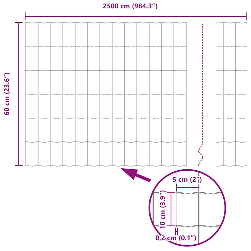 Temeljna zavarena žičana ograda 25 x 0,6 m (Š x V)