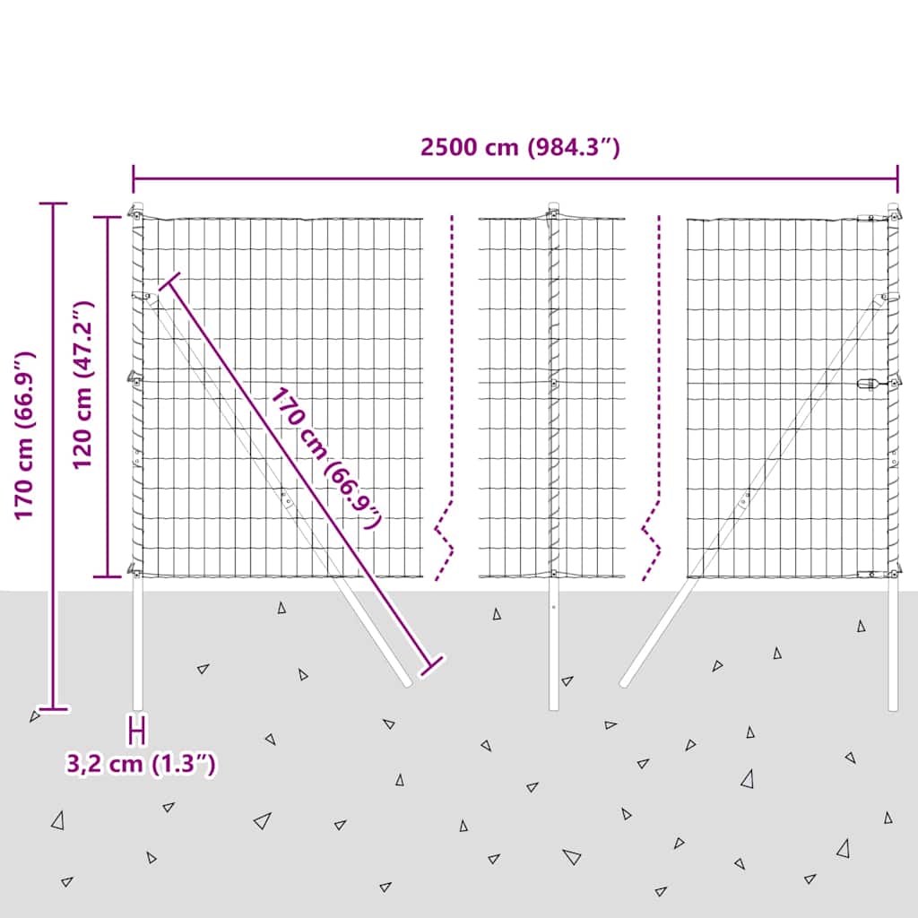 Temeljna zavarena žičana ograda 25 x 1,2 m (Š x V)