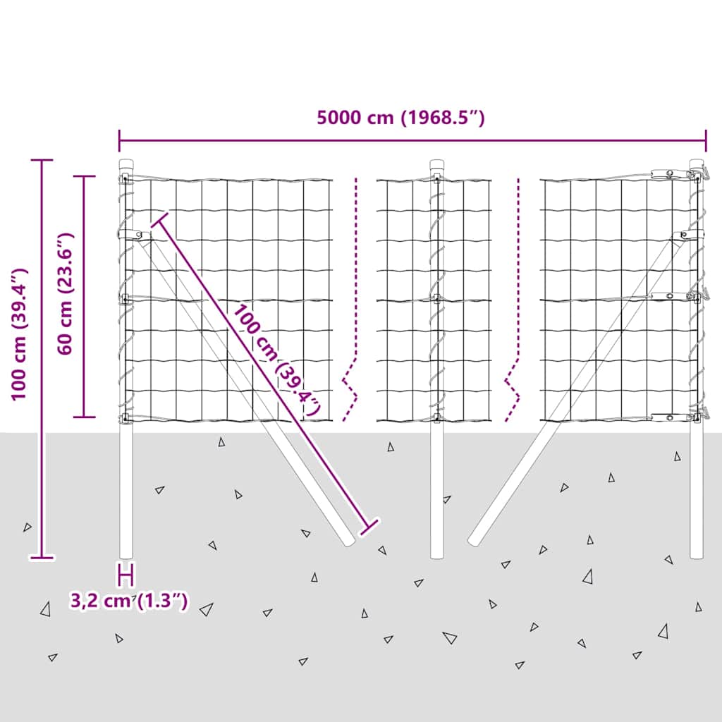 Temeljna zavarena žičana ograda 50 x 0,6 m (Š x V)