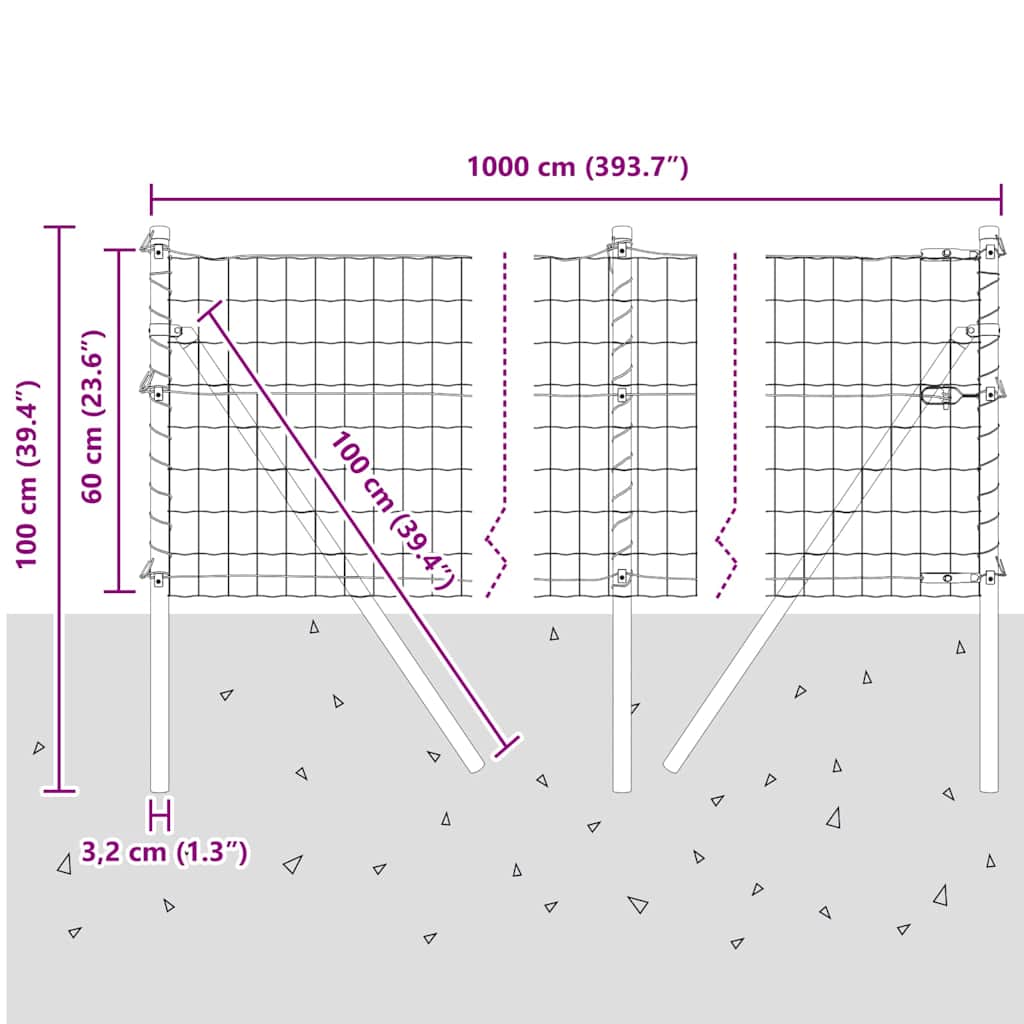 Temeljna zavarena žičana ograda 10 x 0,6 m (Š x V)