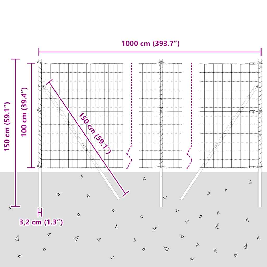 Temeljna zavarena žičana ograda 10 x 1 m (Š x V)