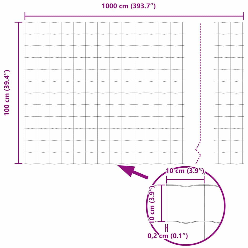 Temeljna zavarena žičana ograda 10 x 1 m (Š x V)
