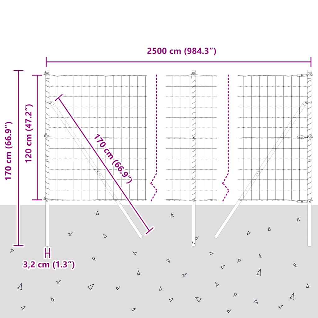 Temeljna zavarena žičana ograda 25 x 1,2 m (Š x V)