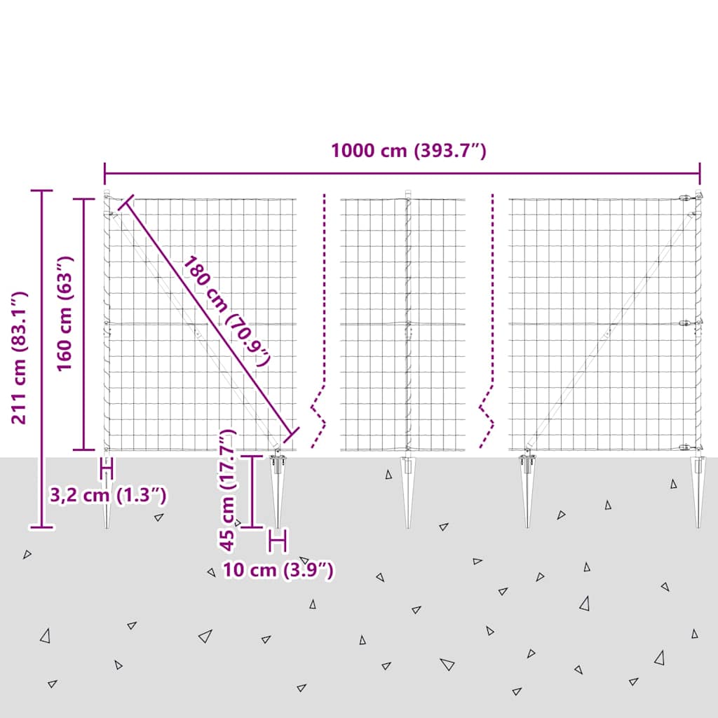Zavareno žičano ograđivanje s bodljama 10 x 1,6 m (Š x V)
