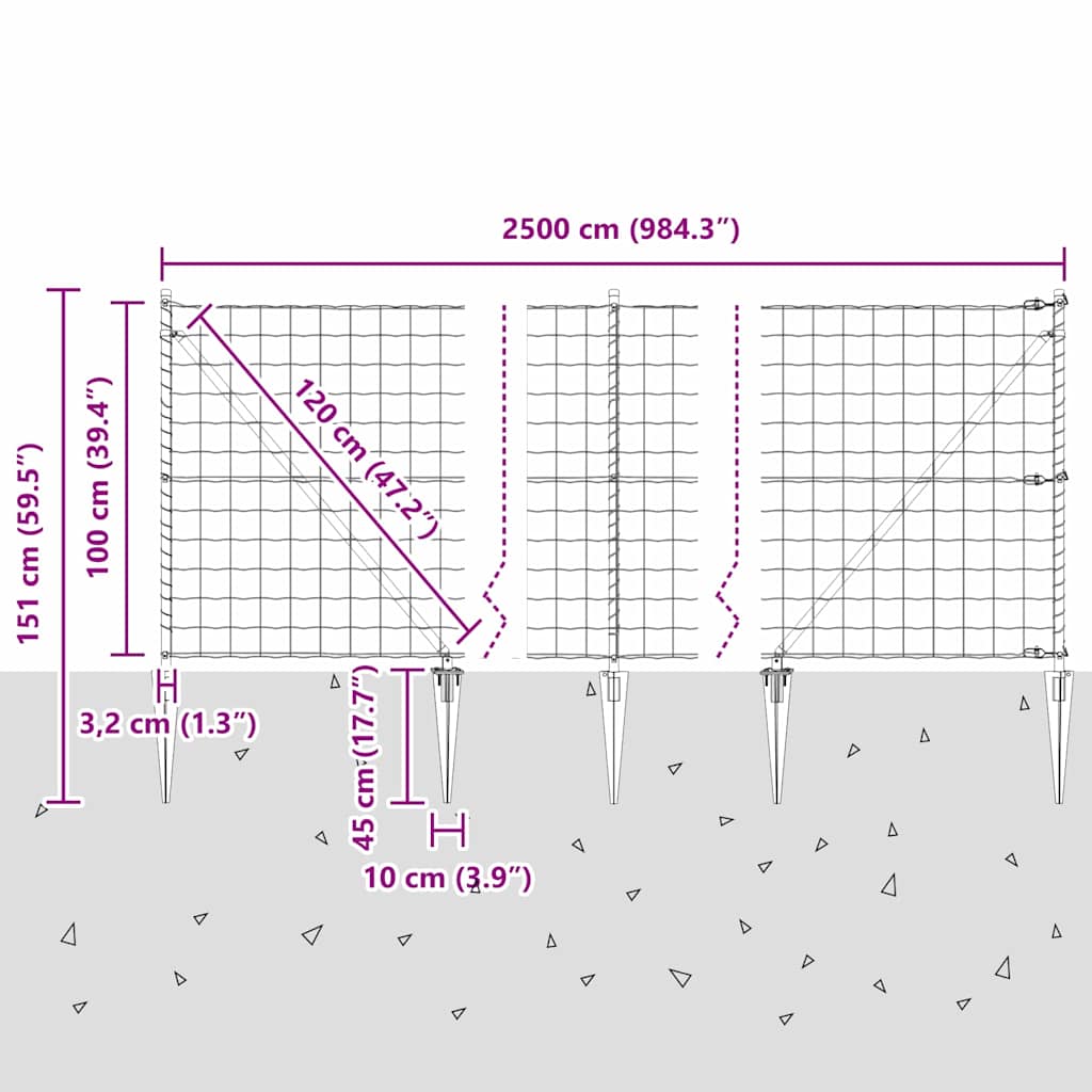 Zavareno žičano ograđivanje s bodljama 25 x 1 m (Š x V)