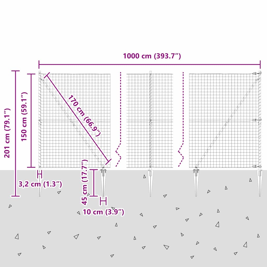 Zavareno žičano ograđivanje s bodljama 10 x 1,5 m (Š x V)