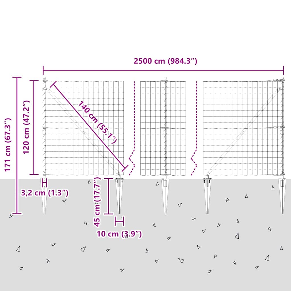 Zavareno žičano ograđivanje s bodljama 25 x 1,2 m (Š x V)