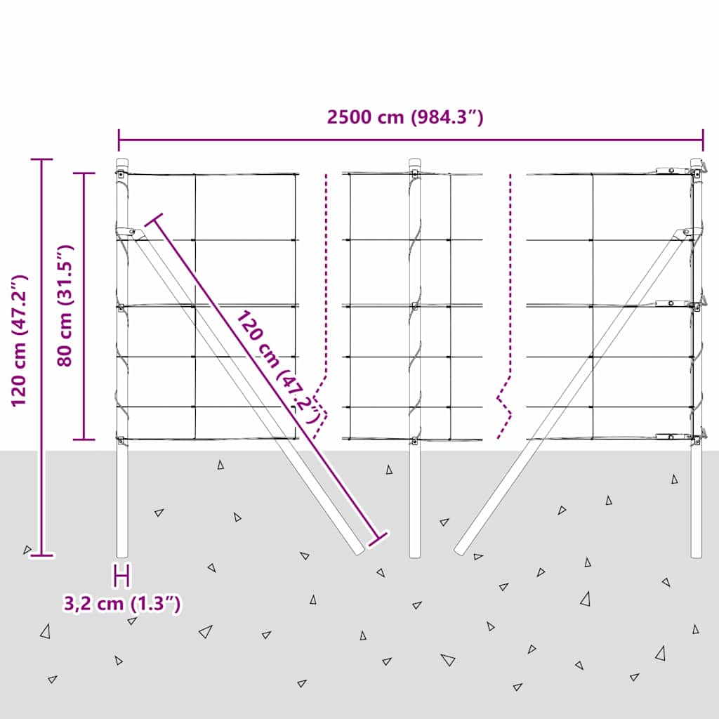 Temeljna zavarena žičana ograda 25 x 0,8 m (Š x V)