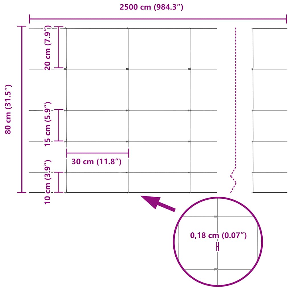 Temeljna zavarena žičana ograda 25 x 0,8 m (Š x V)
