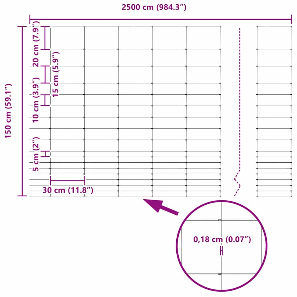 Temeljna zavarena žičana ograda 25 x 1,5 m (Š x V)