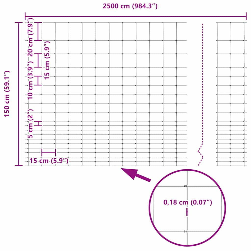 Temeljna zavarena žičana ograda 25 x 1,6 m (Š x V)