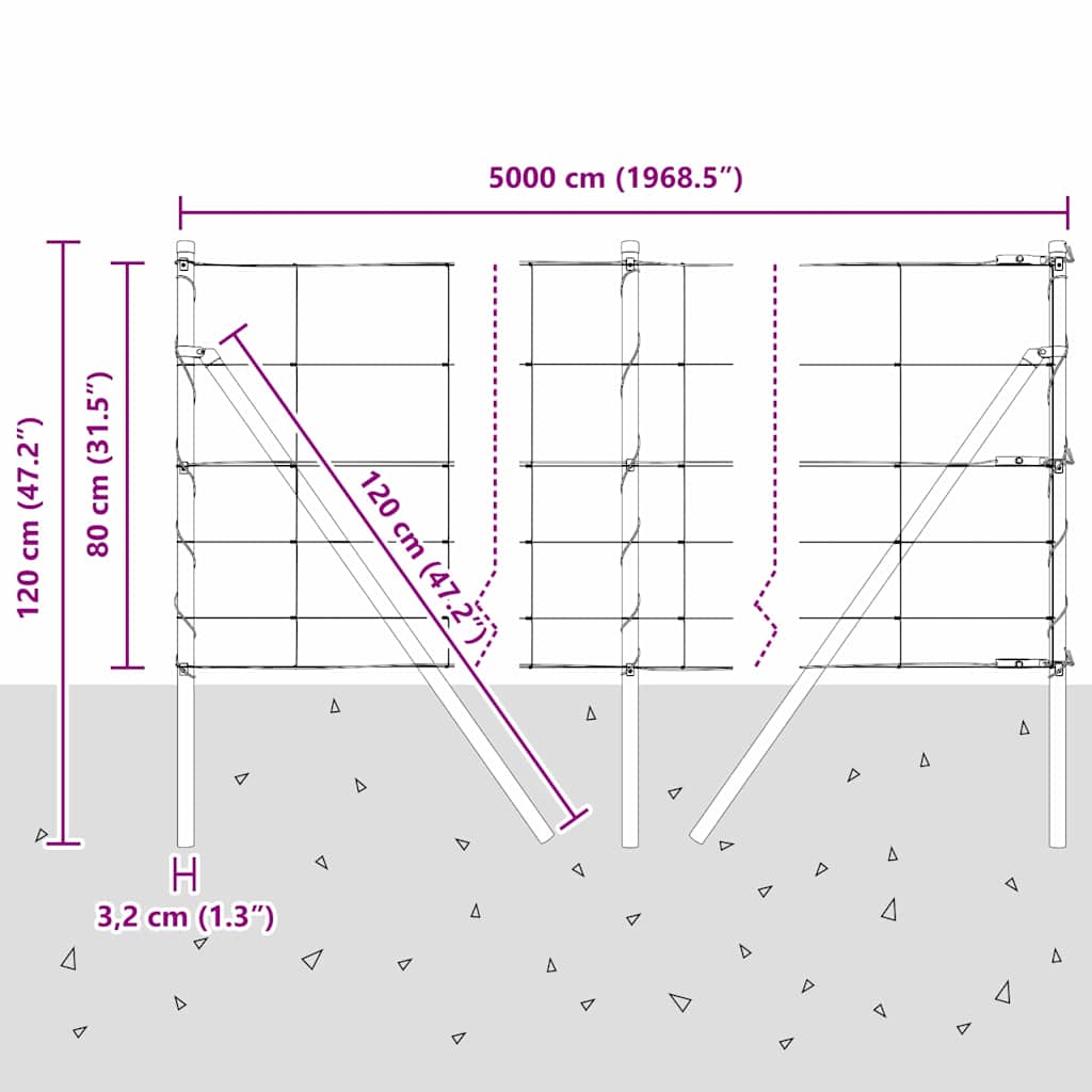 Temeljna zavarena žičana ograda 50 x 0,8 m (Š x V)