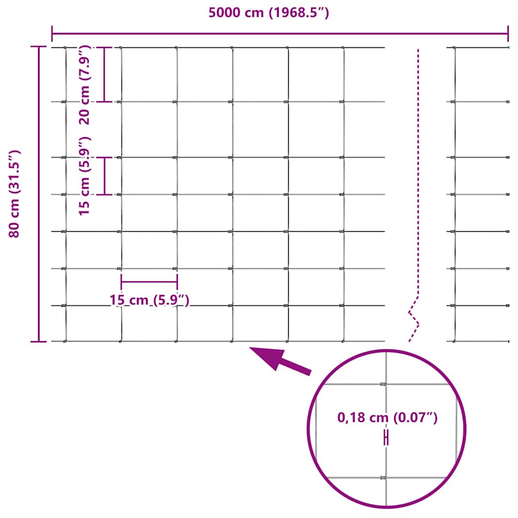 Temeljna zavarena žičana ograda 50 x 0,8 m (Š x V)