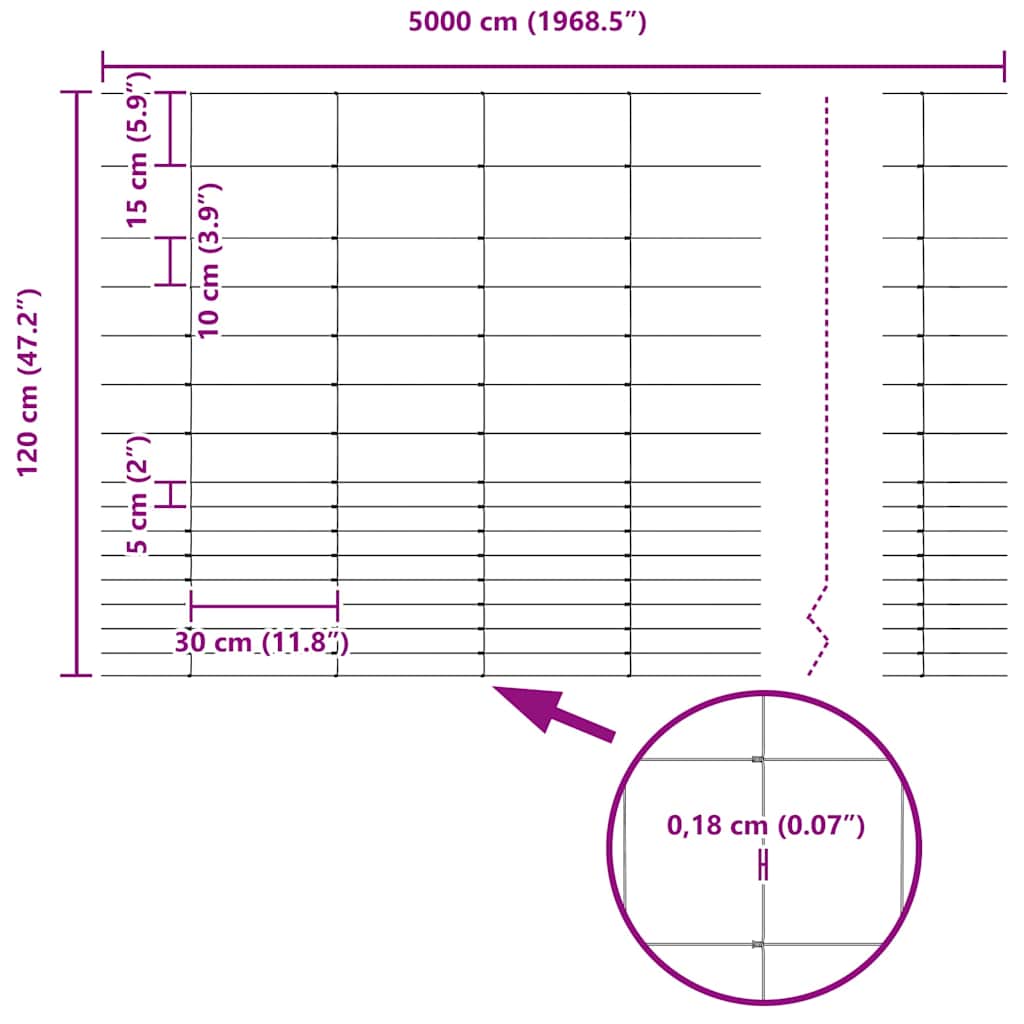 Temeljna zavarena žičana ograda 50 x 1,2 m (Š x V)