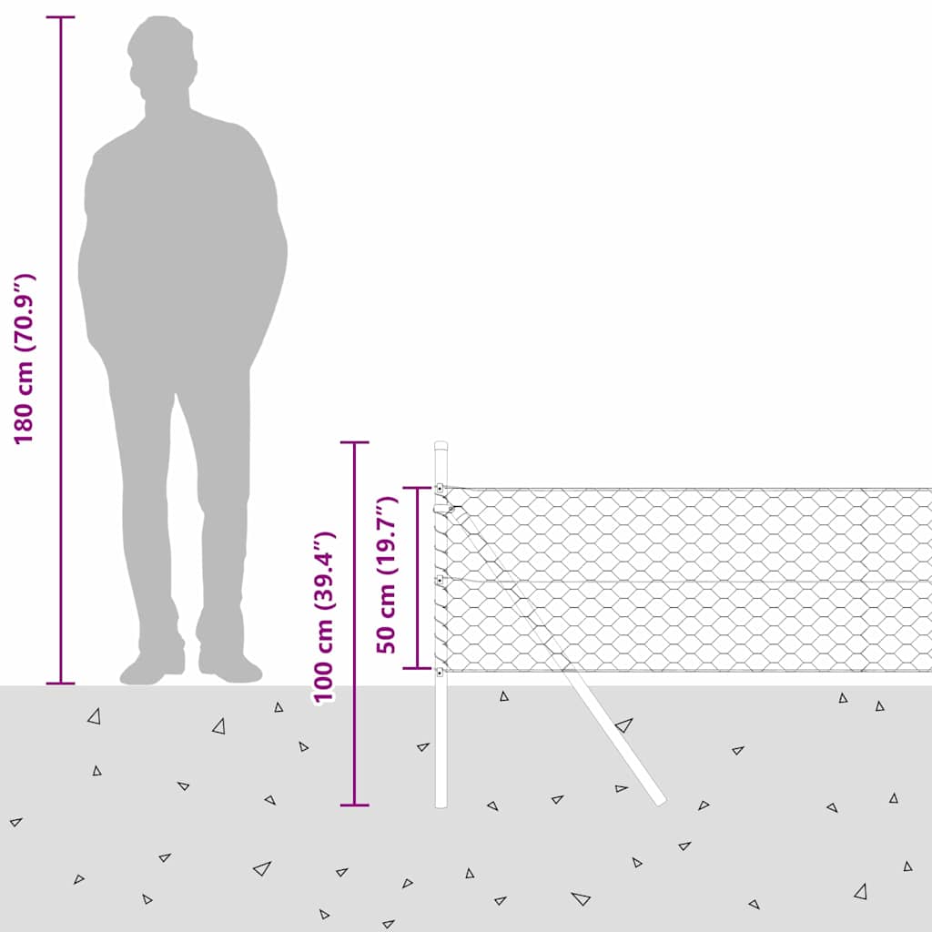 Temeljna zavarena žičana ograda 25 x 0,5 m (Š x V)