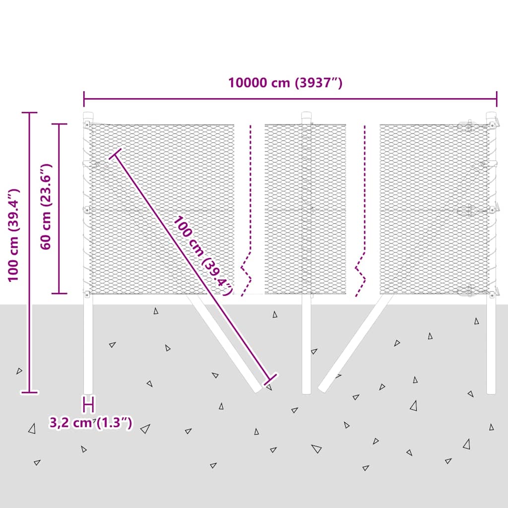 Temeljna zavarena žičana ograda 100 x 0,6 m (Š x V)