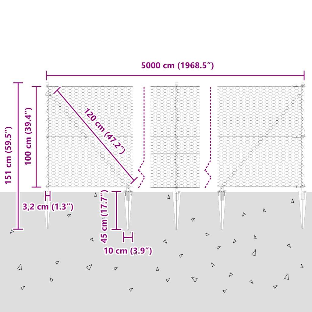 Zavareno žičano ograđivanje s bodljama 50 x 1 m (Š x V)