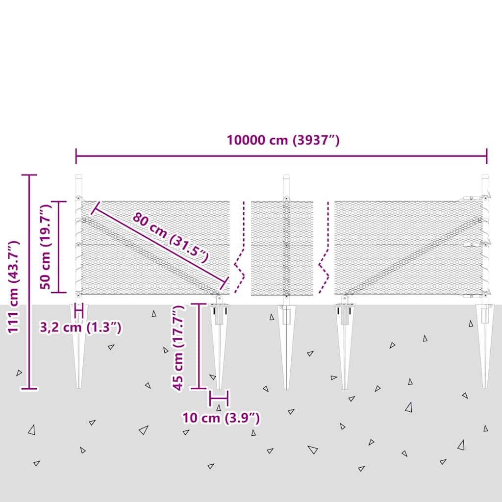 Zavareno žičano ograđivanje s bodljama 100 x 0,5 m (Š x V)