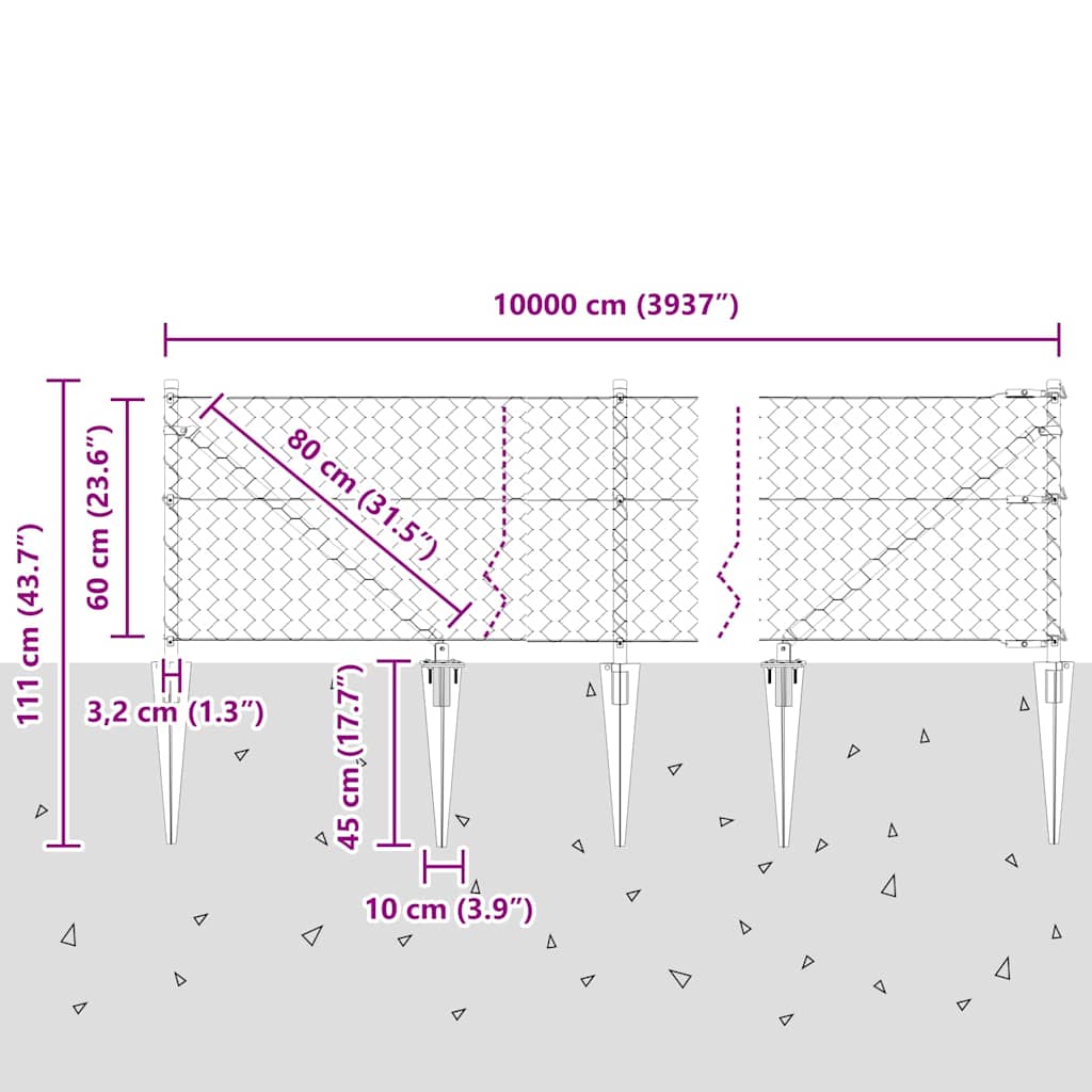 Zavareno žičano ograđivanje s bodljama 100 x 0,6 m (Š x V)
