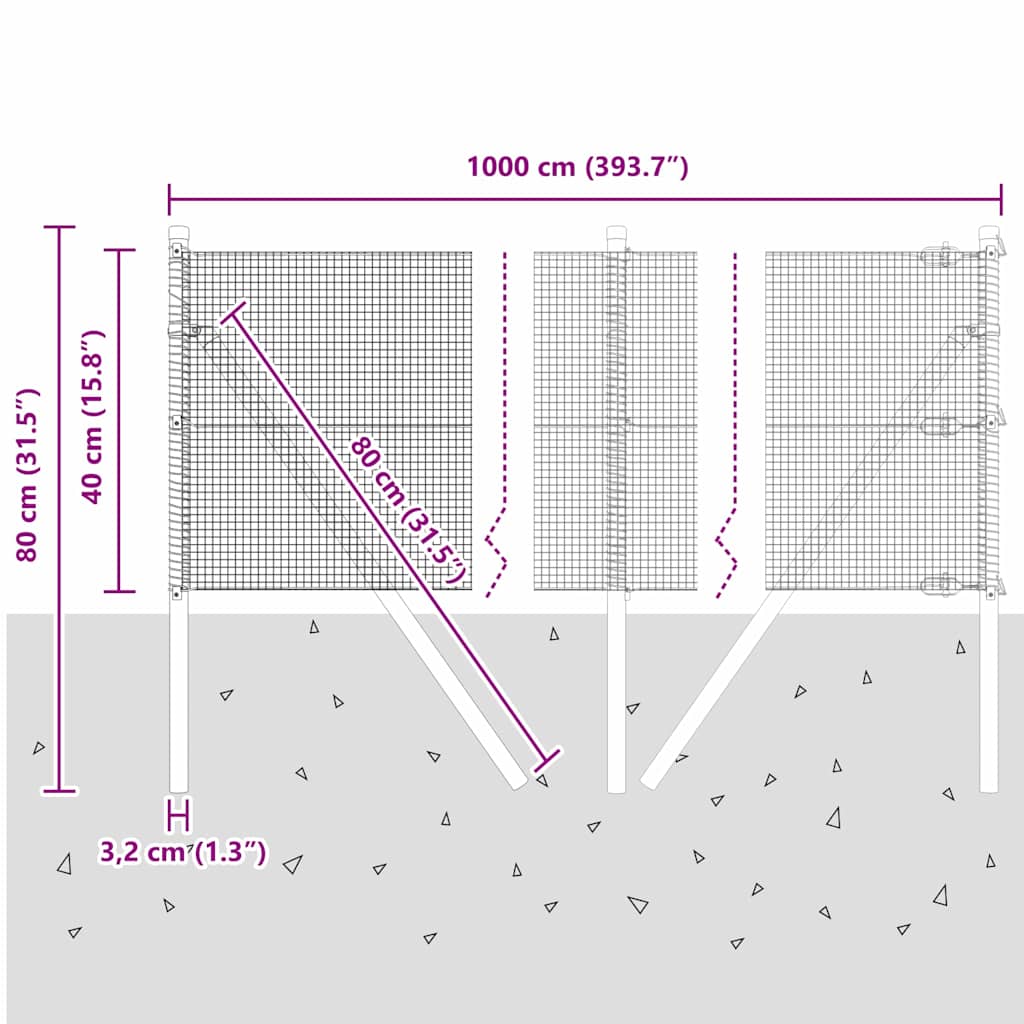 Temeljna zavarena žičana ograda 10 x 0,4 m Srebrna Mreža