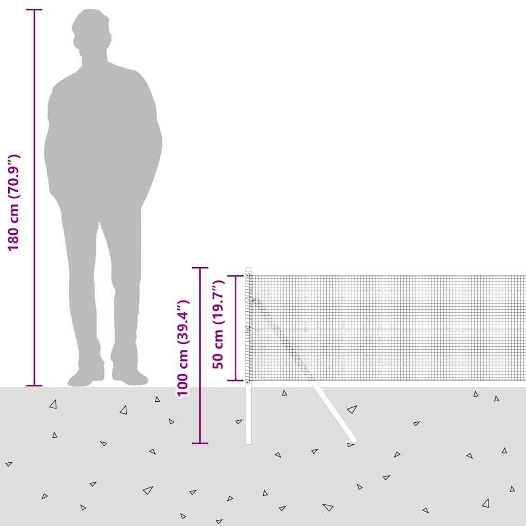 Temeljna zavarena žičana ograda 10 x 0,5 m (Š x V)