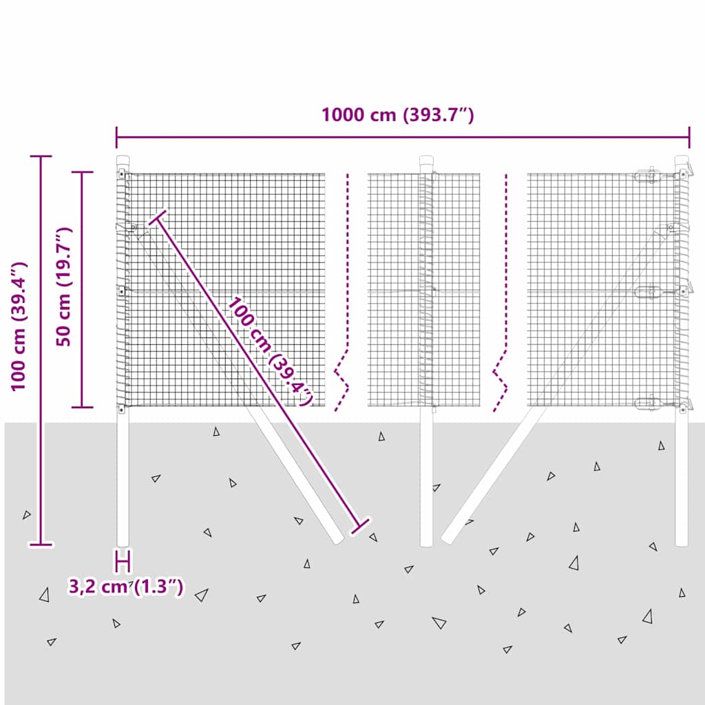 Temeljna zavarena žičana ograda 10 x 0,5 m (Š x V)