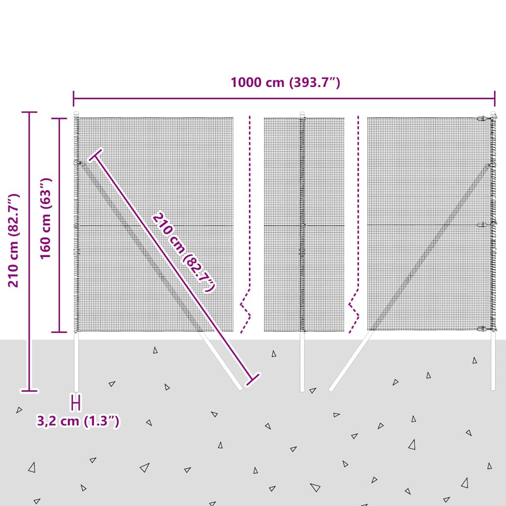 Temeljna zavarena žičana ograda 10 x 1,6 m Srebrna Mreža