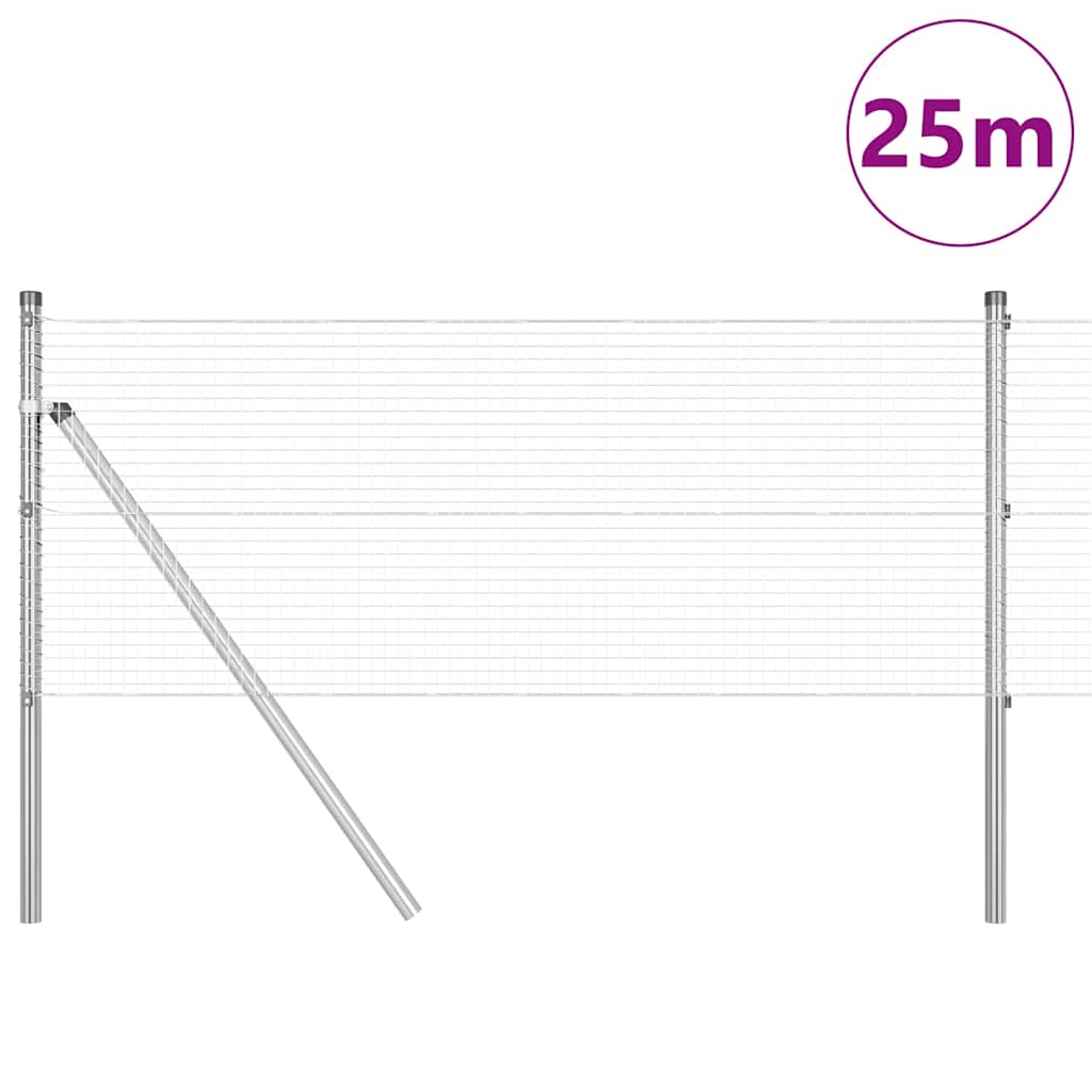 Temeljna zavarena žičana ograda 25 x 0,6 m Srebrna Mreža