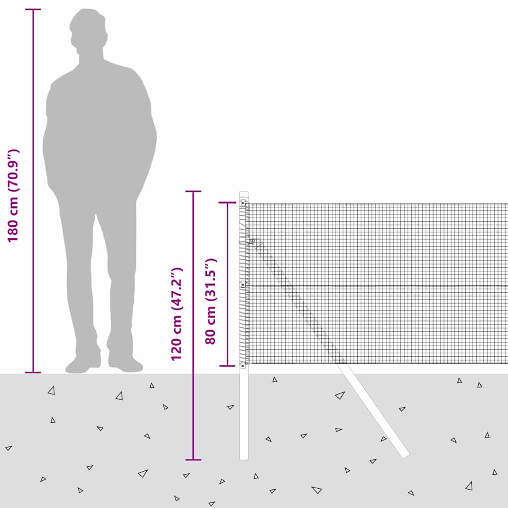 Temeljna zavarena žičana ograda 25 x 0,8 m (Š x V)