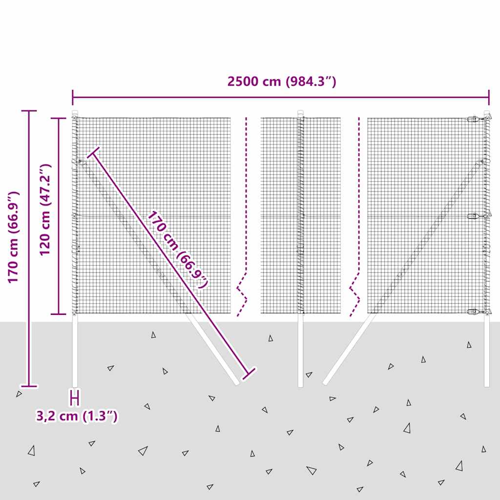 Temeljna zavarena žičana ograda 25 x 1,2 m Srebrna Mreža