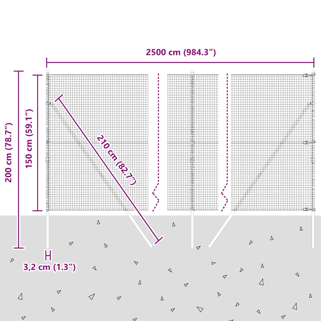 Temeljna zavarena žičana ograda 25 x 1,5 m (Š x V)