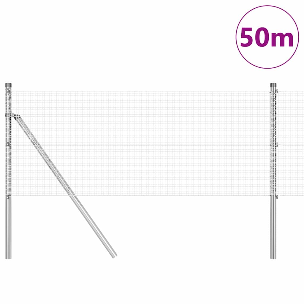 Temeljna zavarena žičana ograda 50 x 0,8 m Srebrna Mreža