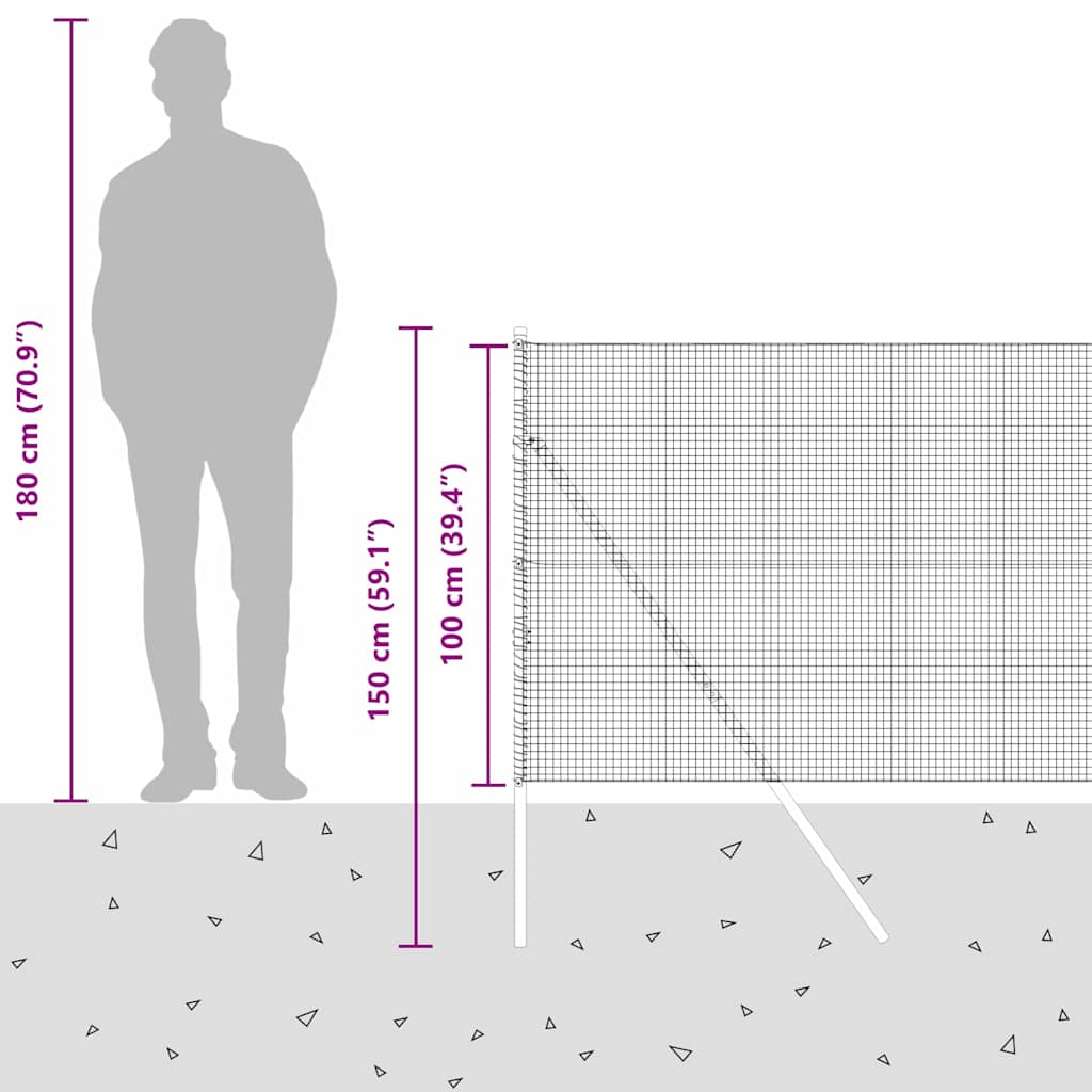 Temeljna zavarena žičana ograda 50 x 1 m Vruće pocinčani čelik
