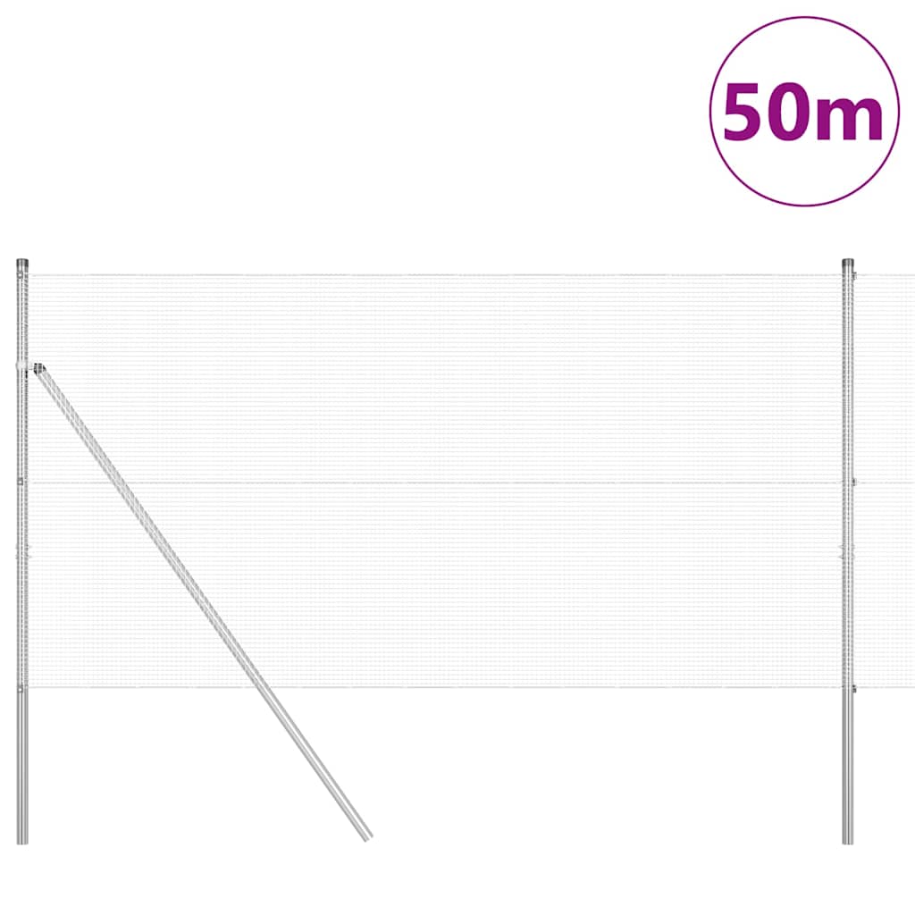 Temeljna zavarena žičana ograda 50 x 1,2 m Srebrna Mreža