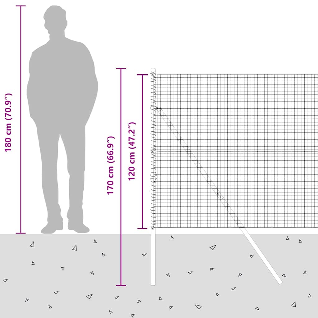 Temeljna zavarena žičana ograda 50 x 1,2 m Srebrna Mreža