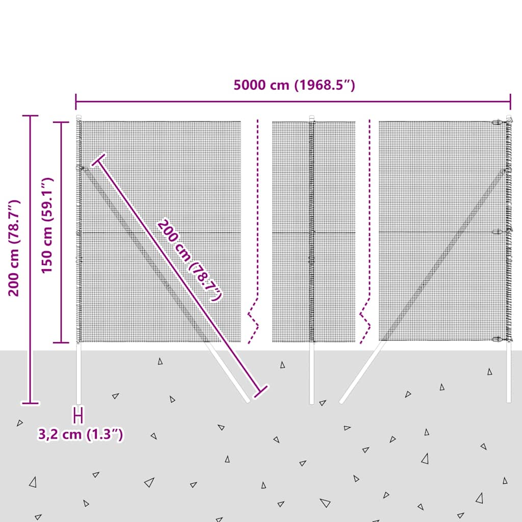 Temeljna zavarena žičana ograda 50 x 1,5 m Srebrna Mreža
